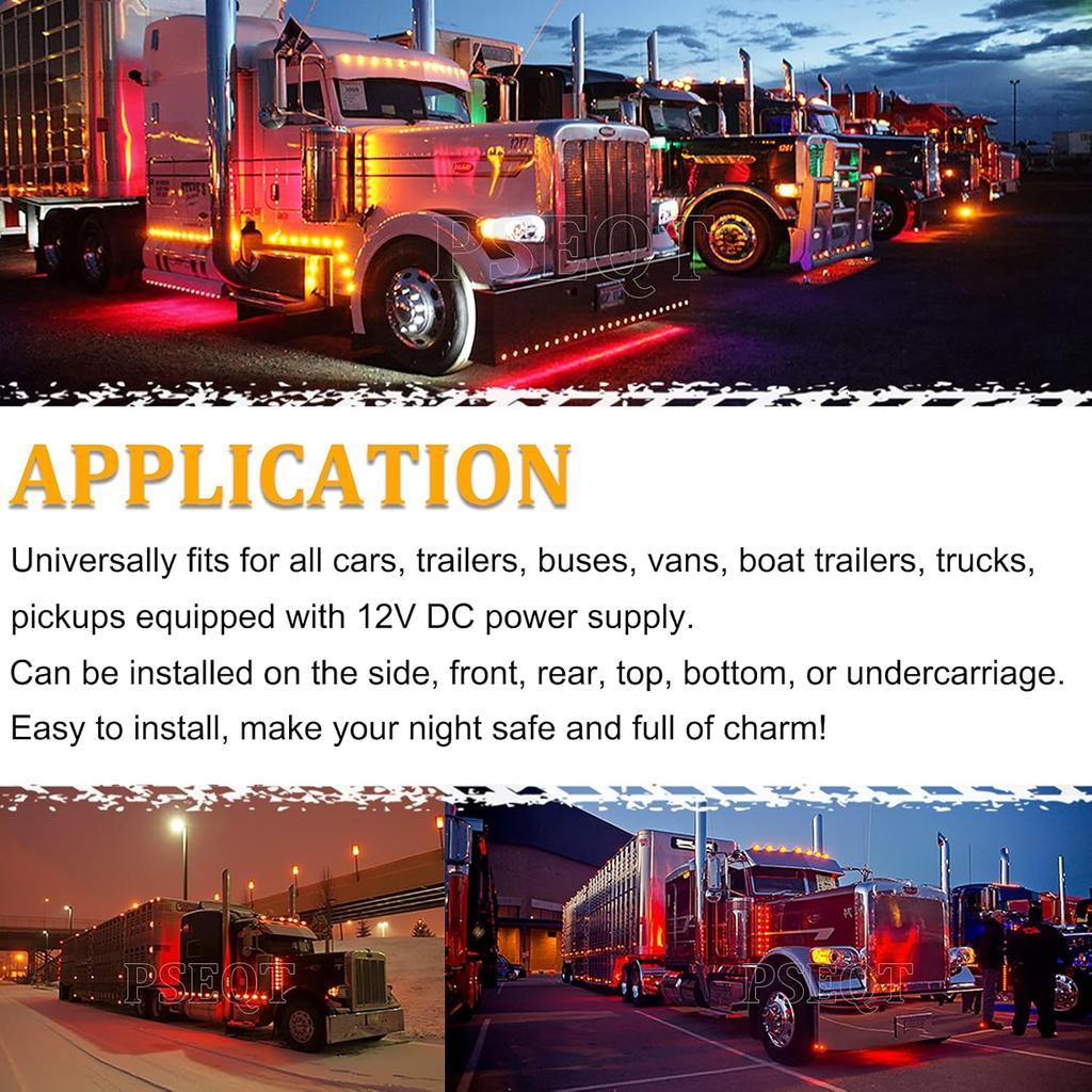 PSEQT 3/4 Inch Trailer Marker LED Lights, Side Clearance Indicators Tail Light Waterproof For Trailer Truck Car Bus Van Pickup RV Wrangler ATV UTV