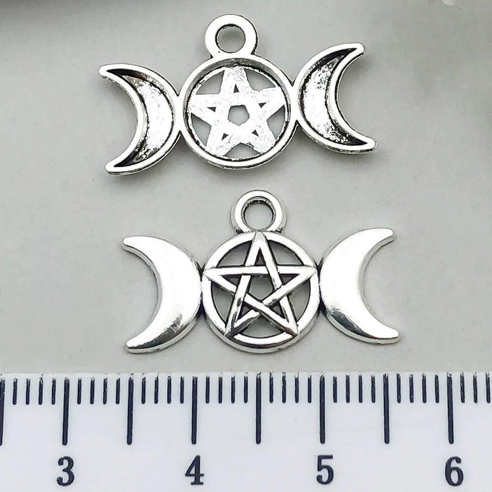 20pcs/Lot Mix Antique Silver Color Sun Moon Star Pendant Charms For Jewelry Making Supplies Witch Wicca Accessories DIY Bracelet