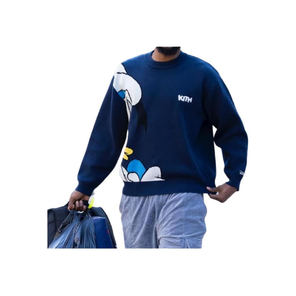 Kith X Disney Donald Duck Lewis Crewneck Sweater Nocturnal Men Tops Blue KHM033053-413