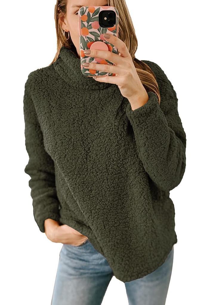 2025 autumn and winter European and American women's clothing cross-border new wool turtleneck solid color sweater plush top women