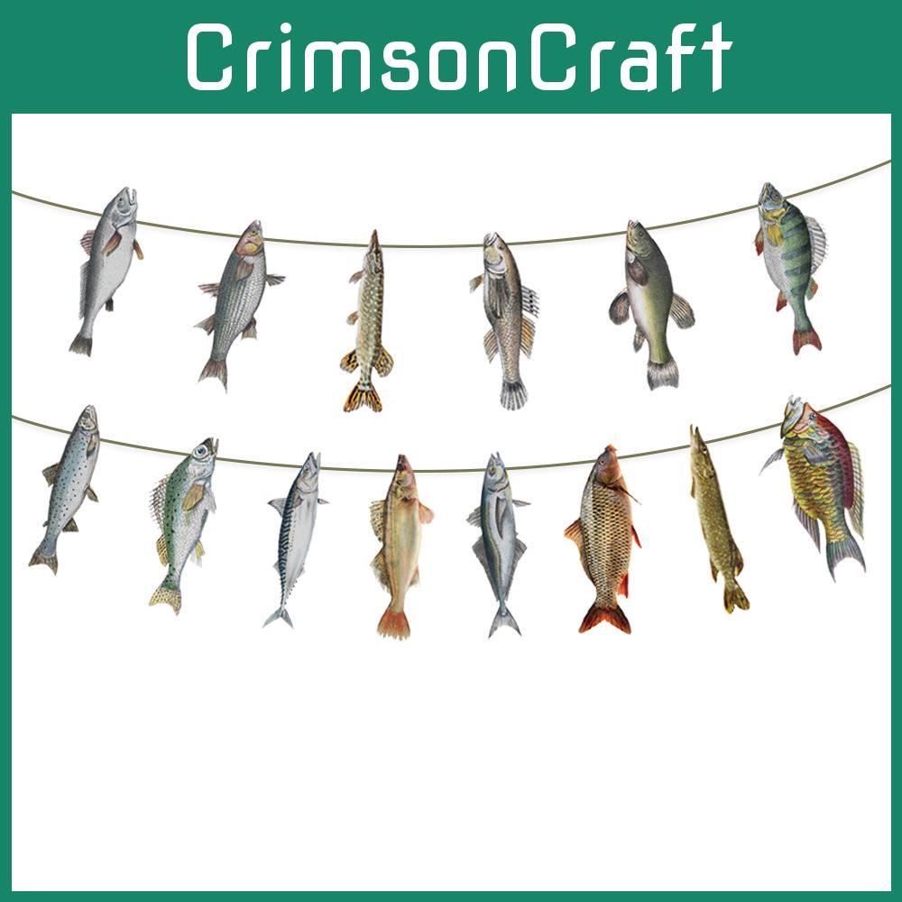 Fishes Pattern Creative Paper Banner Fishing Party Scene Decoration Props