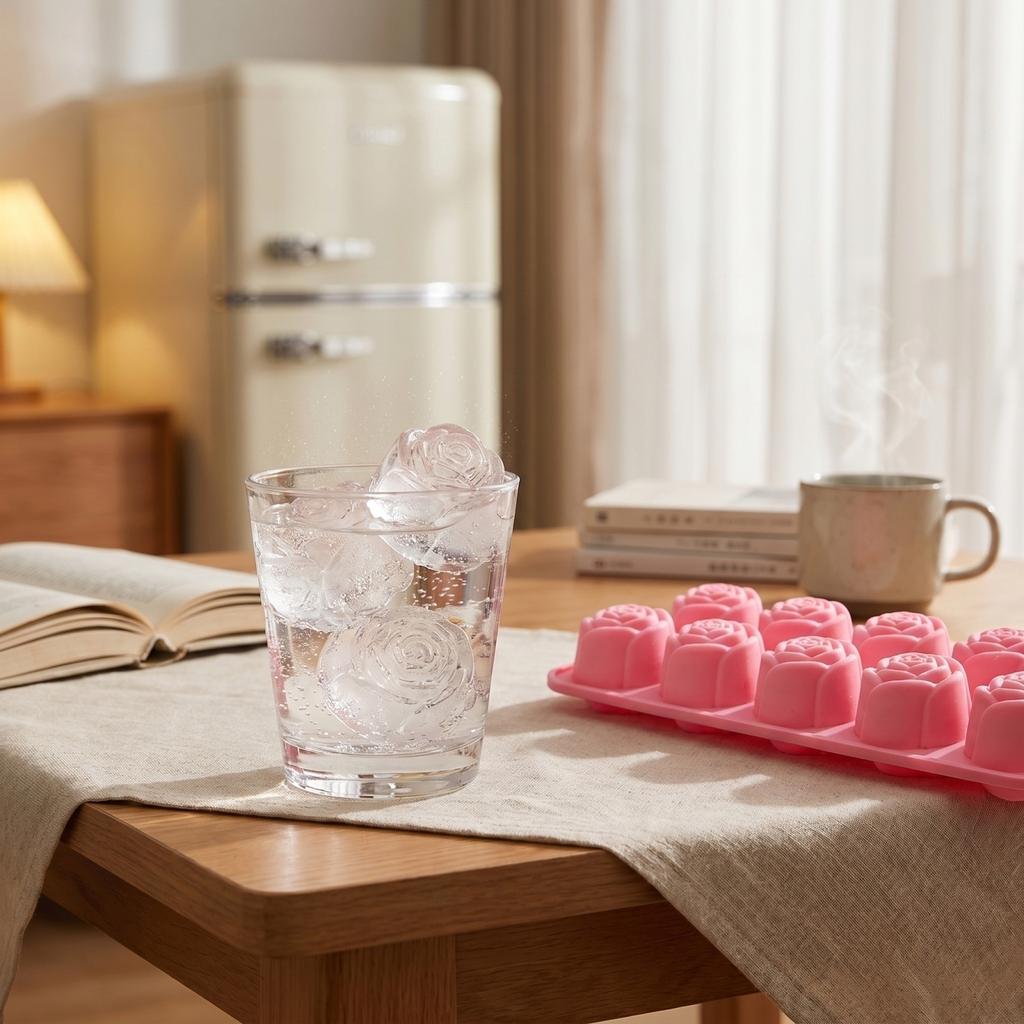 Silicone Rose Shaped Baking Mold Nonstick Muffin Pan Flexible Cake Mold Tray for Chocolate Jelly Soap Candle Making