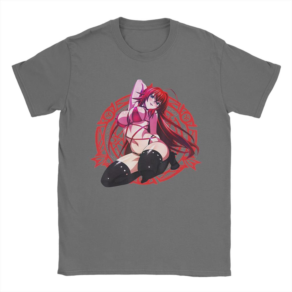 High School DxD Funny Anime Rias Gremory Character   Tshirts Men Cotton Clothing Retro  Round Neck Short Sleeve