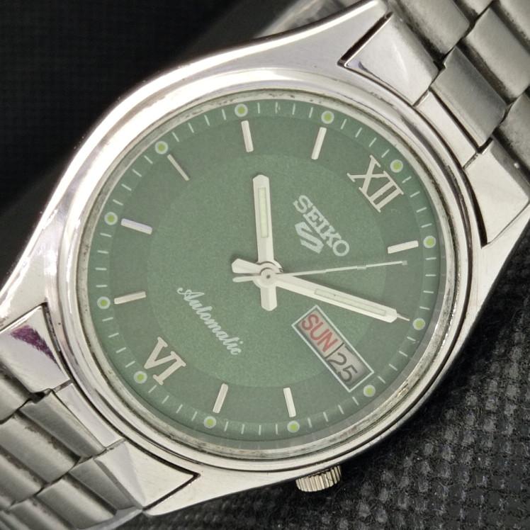 

USED VINTAGE SEIKO 5 AUTO 7009A JAPAN MENS D/D GREEN WATCH 608c-a315414-2 SKU608c-a315414