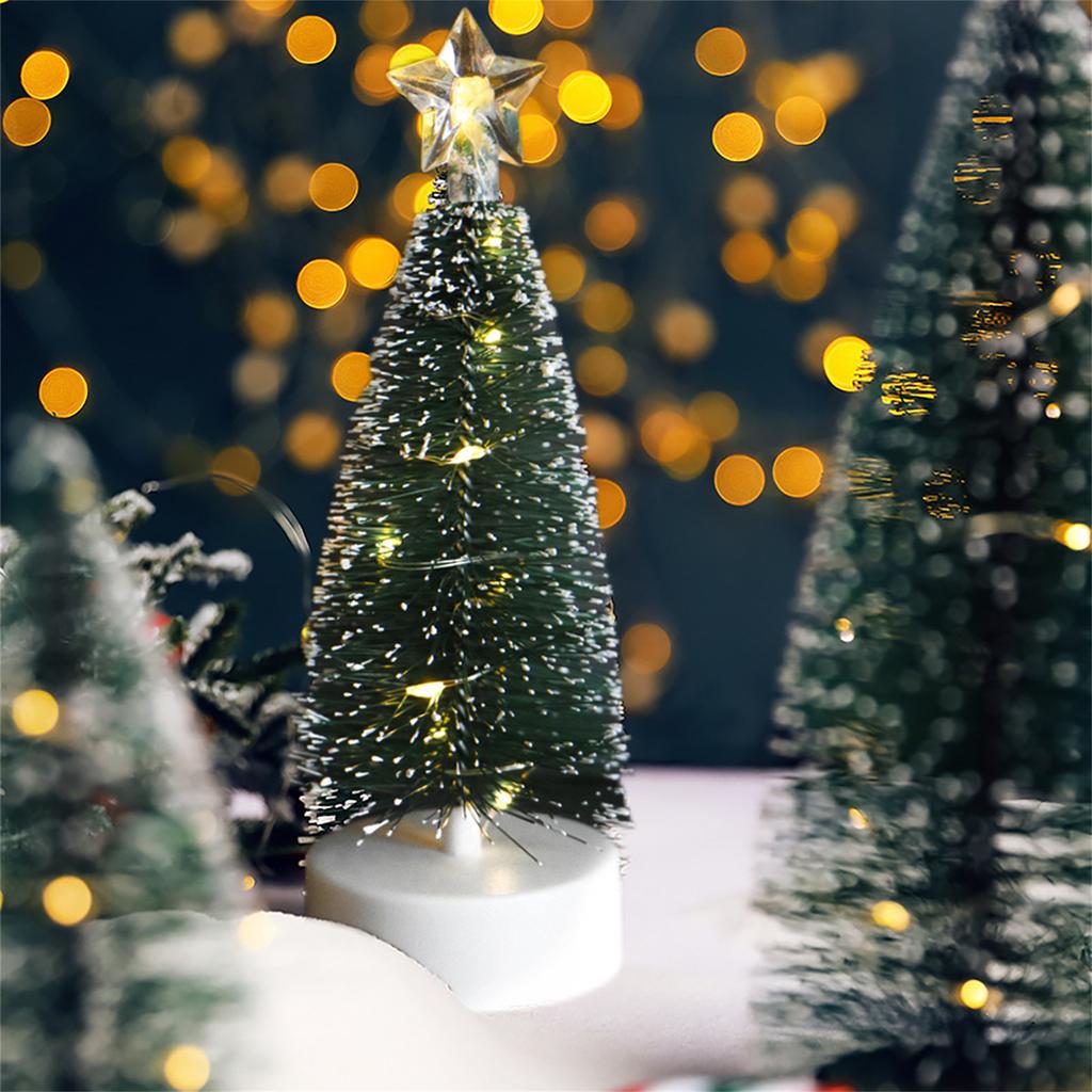 Durable Mini Artificial Snow Simulation Frost Pine Christmas Tree Decorations Add Holiday Spirit with Delicate Ornaments