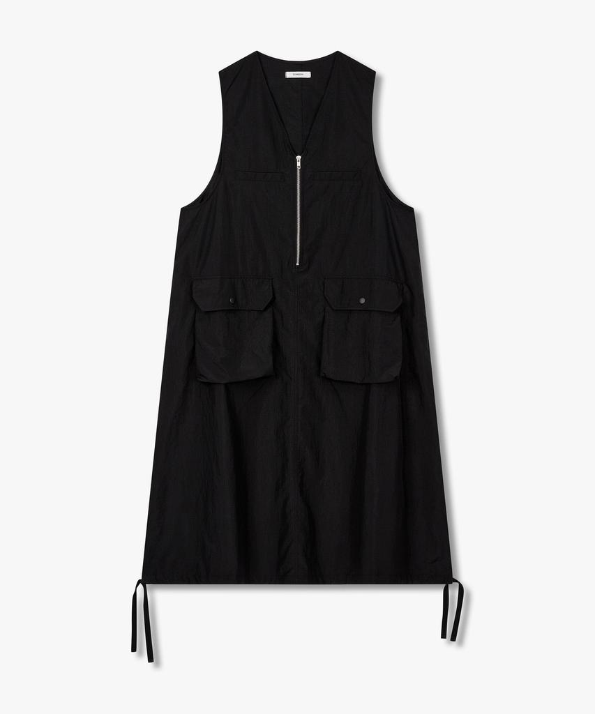 STUDIO TOMBOY Half Zip V-Neck Sleeveless Dress_Black 9176241986