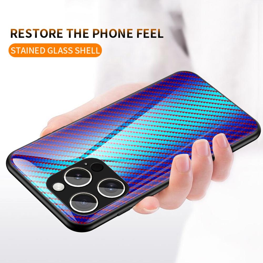 

For iPhone 15 Pro Case Tempered Glass Shockproof Phone Cover Colorful Fiber