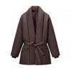 European and American style, new women's clothing, versatile, fashionable, solid color lace-up loose warm cotton clothes