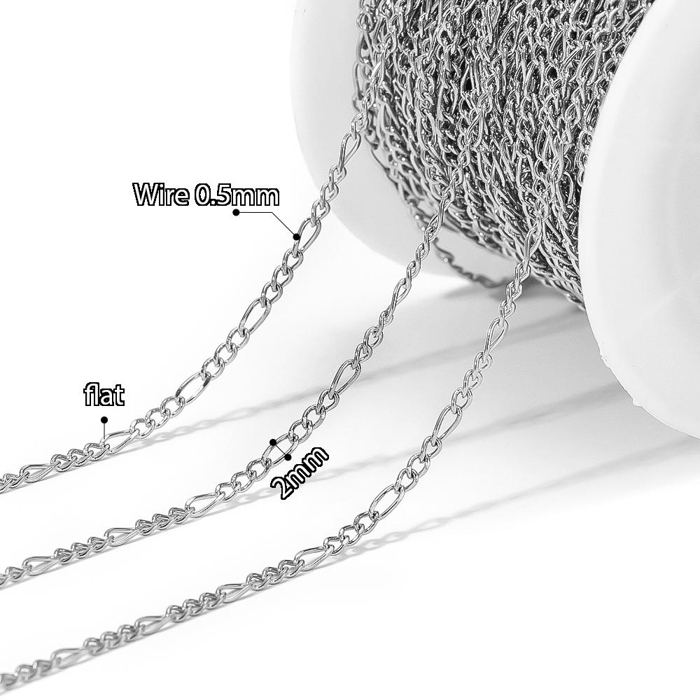 

2 Meters Stainless Steel 3:1 O Link Rolo Cable Flat Figaro Chains for DIY Jewelry Bracelets Necklace Findings Earrings Making