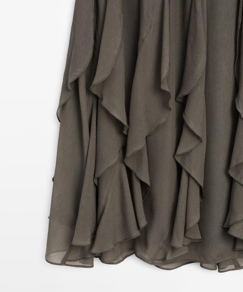 Masimodutti Frill Detail Fluid Midi Skirt