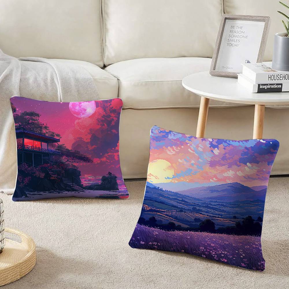 Anime Scenery Design Pillow Case Home Decor Throw For Sofa Bed Car Room Decor Gift Idea