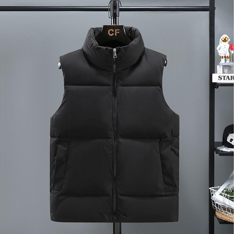 Mens Solid Color Puffer Vest Stand Collar Zip Up Casual Winter Warm Outerwear Couples