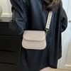 Simple PU Leather Saddle Shoulder Bags Solid Color Crossbody Bag Wide Strap Flap Purse and Handbag For Women Girls AVE
