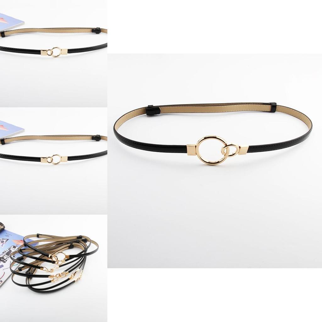 Simple Solid Color Ring Buckle Decoration Women Slim Waist Belt For Elegant Outfits