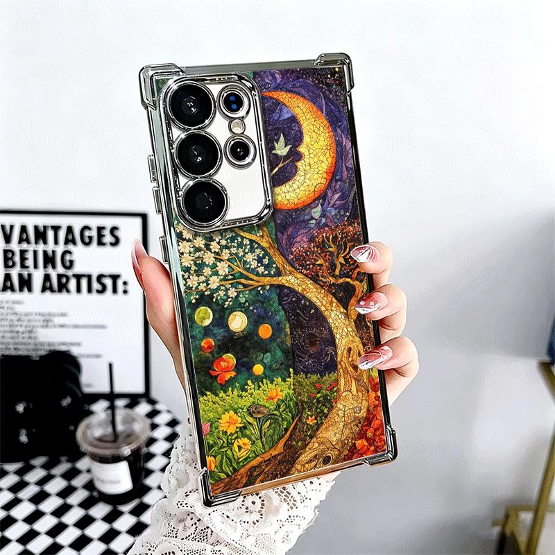 

Tree of Life Space Soft Phone Case For Samsung Galaxy S26 Ultra S25 Edge S24 FE S23 Plus S22 S21 + S20 Plating Anti-Fall Fundas Samsung S24 FE