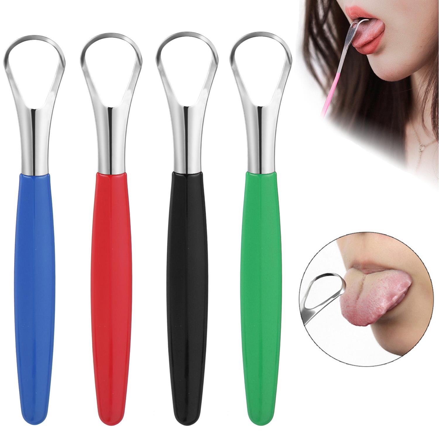

Kids Adults Health Care Un-slip Handle Stainless Steel Tongue Scraper Oral Care Tongue Cleaner