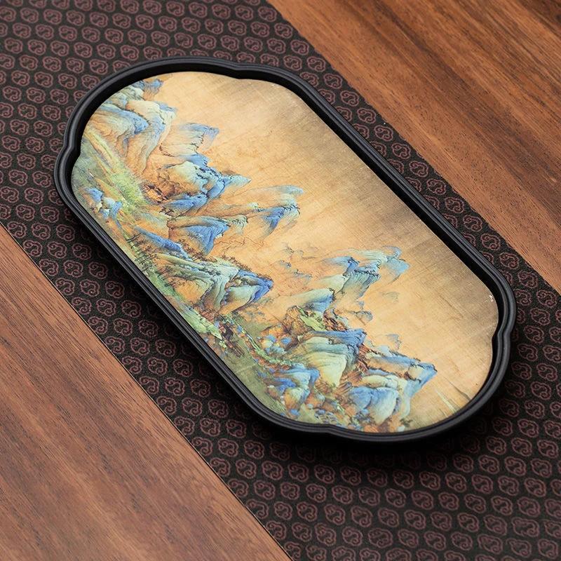 Chinese Style Retro Absorbent Tea Tray for Coffee Tables, Modern Household Decoration, Dry Bubble Function, New Design