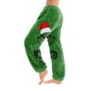 Women's Christmas  Print Trousers With Drawstring Cuffs Casual Pants And Pajamas