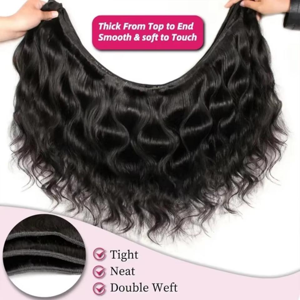 1 3 4 PCS Body Wave Bundles Human Hair 30 32 Inch Brazilian Real Human Hair Natural Black 14A Raw Hair Weave Bundles Extensions