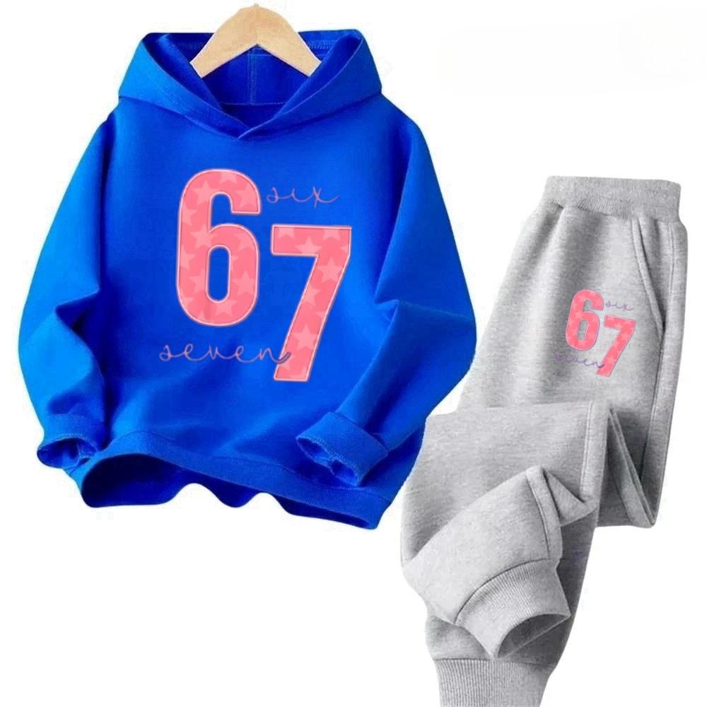 67 Trendy Big Kids Set 4-13Y Abstract Pattern 2Pcs Outfit Comfortable Daily Wear Worldwide Children's Comfortable Sweatshirt Set