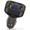 P91 3 Type C + 2 USB 5 In 1 150W Car Charger QC3.0 PD Fast Charging Adapter with Voltage Display