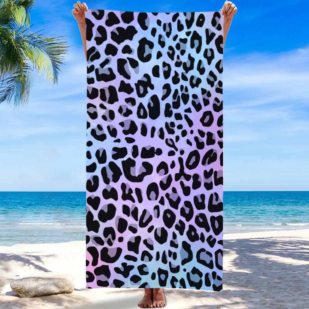 Charming Leopard Print Beach Towel Summer Microfiber Outdoor Swimming Sports Sun Protection Shawl Large Bath Towel