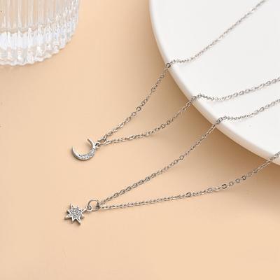 Dongdaemun Necklace Star Moon Couple Girlfriend Star Moon Necklace Simple Versatile Clavicle Chain