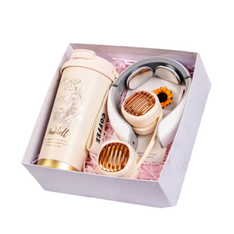 Practical Business Gift Set with Thermos, Neck Fan & Massager