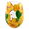 Lolita [P9236] - Handcrafted Wine Glass 'Hibiscus' Yellow Green - 12.5x7 Cm