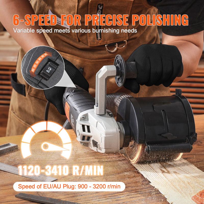 SucceBuy Burnishing Polishing Machine 6 Variable Speed Surface Conditioning Tool Electric Metal Burnishing Machine rWood Steel