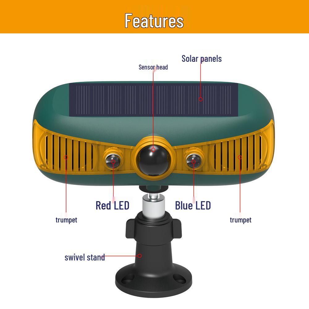 Solar Ultrasonic Alarm: Infrared Animal Deterrent for Wild Boar and Weasel.