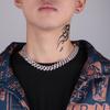 European & American Full Diamond Hip Hop Cuban Link Men's Necklace 15mm with High-End Diamond Pendant