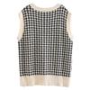 Women's Casual V-Neck Pullover Shirt Collision Color Sleeveless Sweater Vest