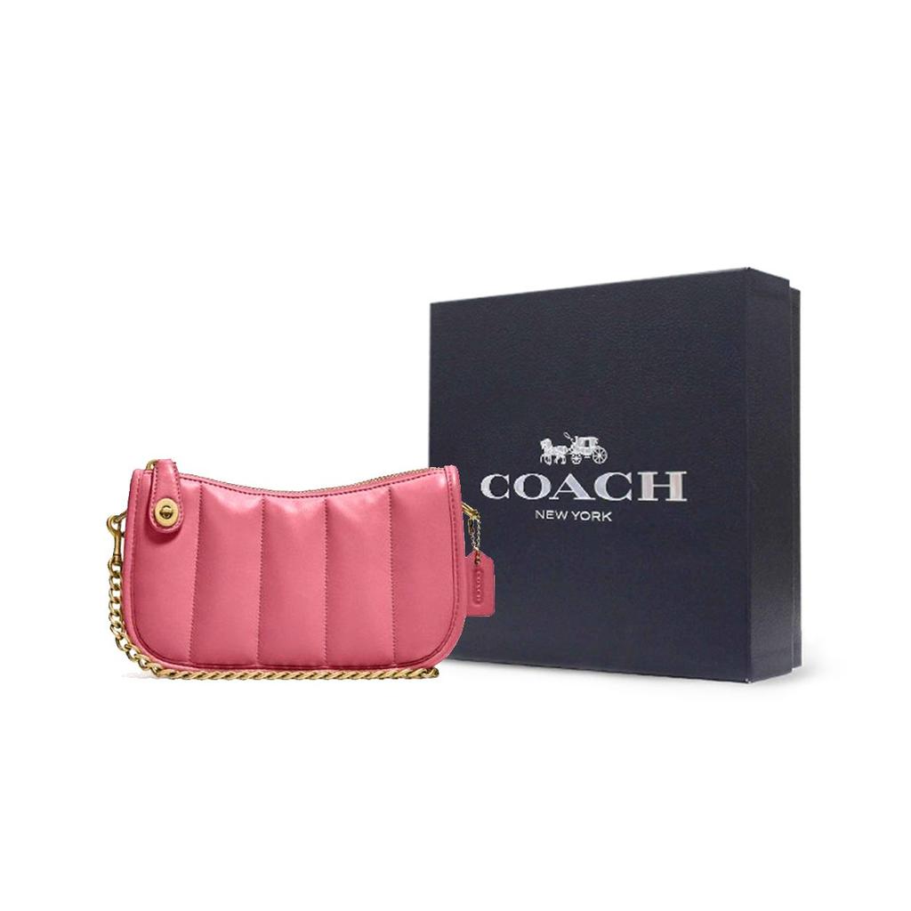 Coach Swinger 20 Quilted Chain Leather Underarm Bag Women handbags Strawberry-Red C3490-B4U6