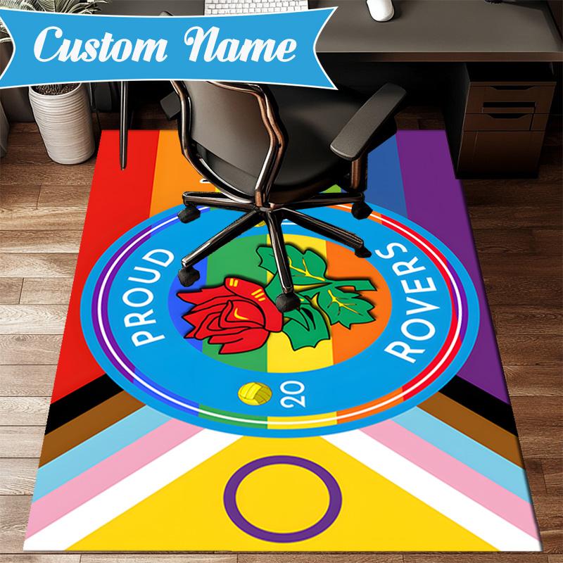 Custom Name Rovers Crest Print Rug Game Carpet, Floor Mat for Bedroom Living Room Entryway Rug, Home Decor Idea Gift for Christmas Birthday