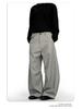 11KN Retro Gray Striped Wide-Leg Suit Pants for Men and Women - Versatile, Trendy, and Slimming Casual Wear