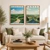 USA State Vintage Wall Art, Retro Landscape Canvas Painting, American Natural Scenery Poster Prints for Living Room Home Decor