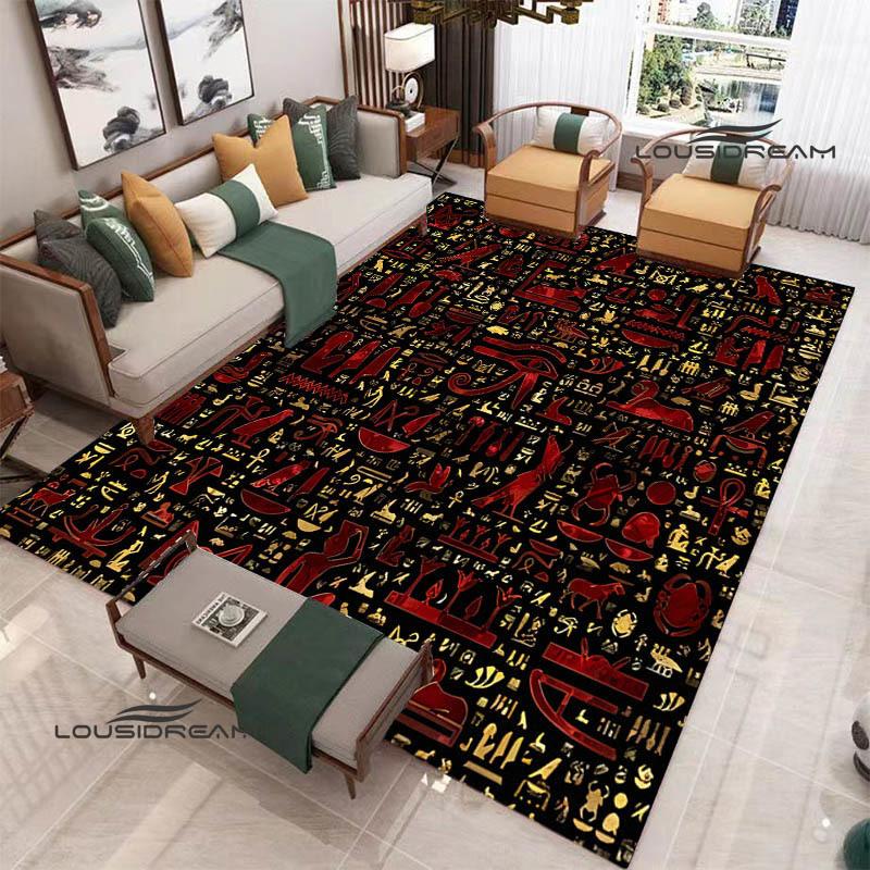 Kober s potiskem egyptských piktogramů Protiskluzový koberec koberce do obývacího pokoje předložka do předsíně dekorace do ložnice dárek k narozeninám