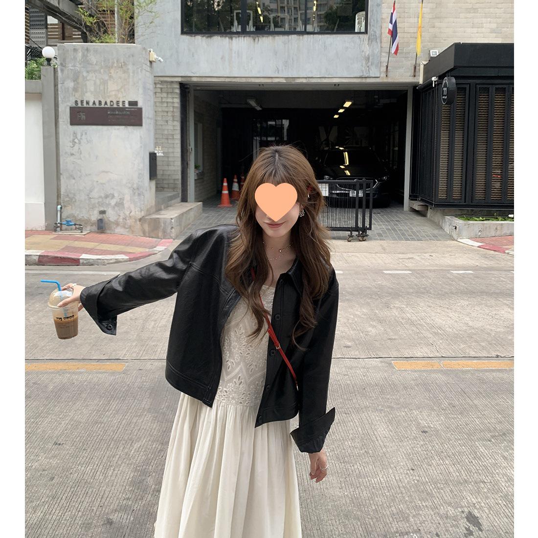 

Женская короткая куртка из ПУ-кожи с воротником-рубашкой Xi Yin 2025 - Горячий стиль M