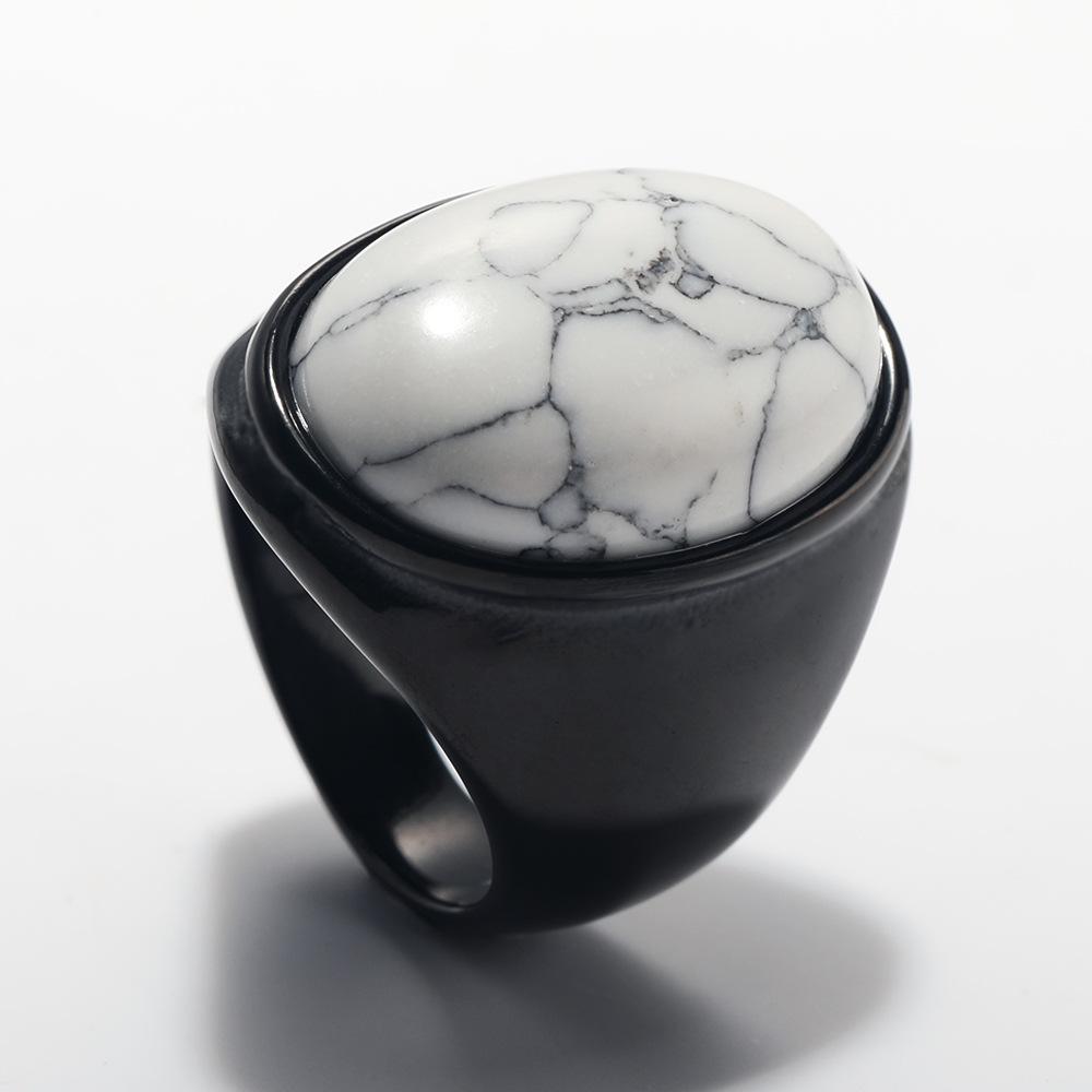 Luxury Gemstone Ring for Men Personalised Hip Hop Steel Titanium Jewellery Black Gold Silver Rock Hipster Street Finger Ring