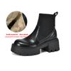 Krazing Pot Microfiber Autumn Winter Shoes Thick High Heels Thick Bottom Size 43 Motorcycle Boots Stretch Knitwear Ankle Boots