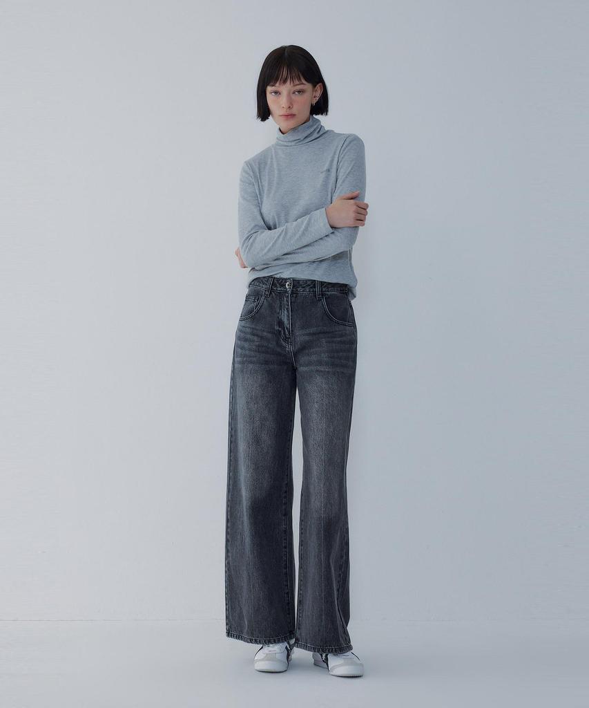 Bobeu Front Line Wide Denim Pants_Black 7156155003