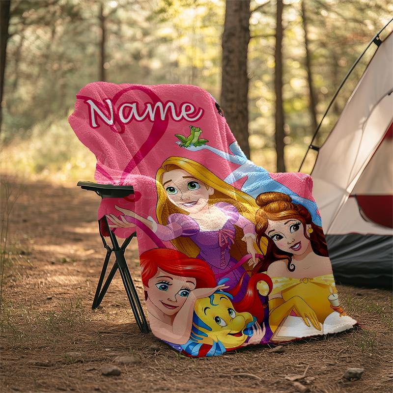 Customizable Princess Throw Blanket – Personalized Name, All-Season Cozy Snug Blanket, Machine Washable, Personalized Blanket