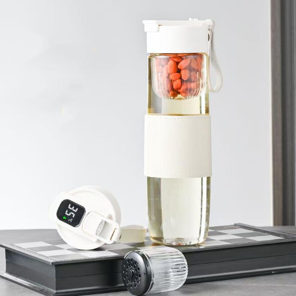Smart LED Temperature Display Water Bottle For Tea With Tea Separation Strainer Infuser Tritan Material Tea Bottle