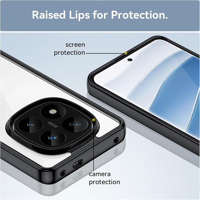 Coque de Protection - E.F.CONNECTION - pour Xiaomi Redmi Note 14 Pro 4G - Silicone avec Dos Rigide - 2 Vitres