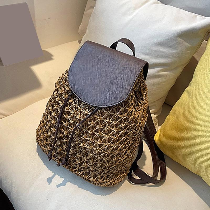 Letní dámský batoh se stahovací šňůrkou Daypack Weaving přes rameno Malý batoh Mochila