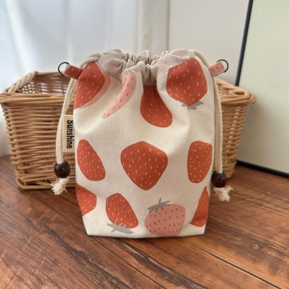 Lightweight Strawberry Drawstring Pouch Multifunctional Storage Pouch Data Cable Storage