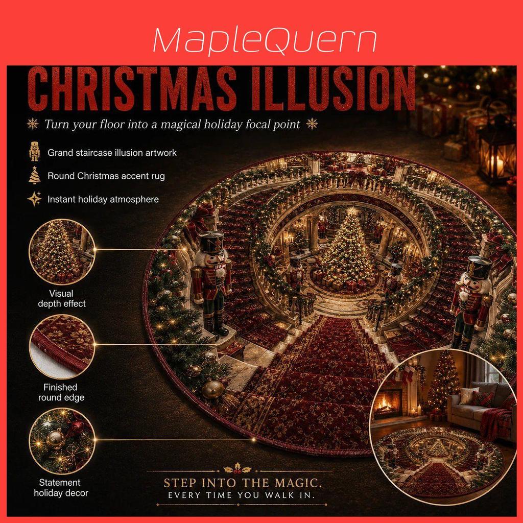 Christmas Cartoon Round Rug Waterresistant Carpet For Living Room Decor