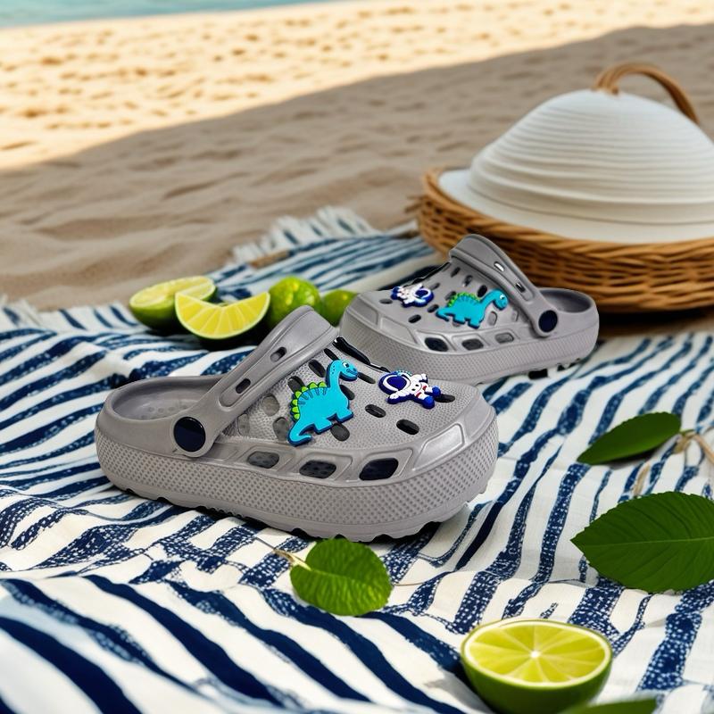 

New Seasonal Thick-Soled Youngsters s Cavity Shoes Cartoon Dinosaur Fashion Breathable Summer Parent-Youngsters Outdoor Walking 26-27
