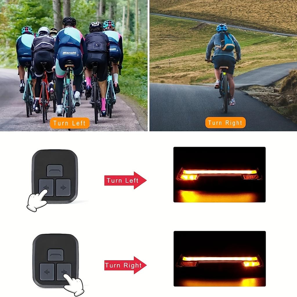 Bike Tail Light With Turn Signal And Auto Brake Light, Waterproof USB Rechargeable Bike Tail Light